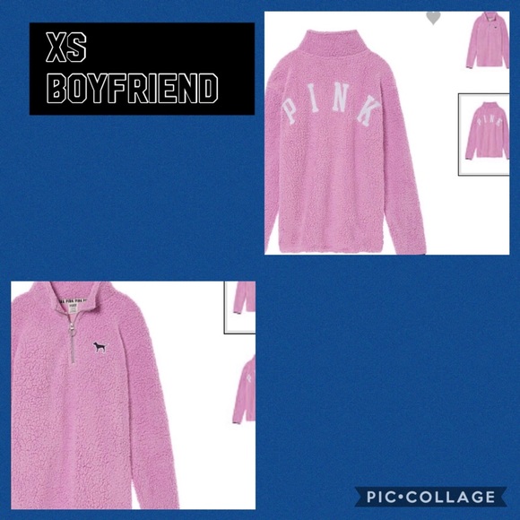 VS PINK SHERPA HALF ZIP PULLOVER ORCHID BOYFRIEND LAST ONE - Picture 3 of 6